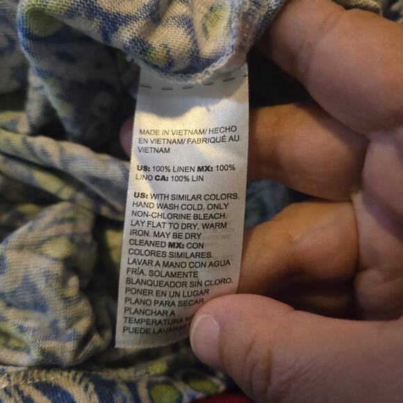 Chico’s Blue Green Linen 3/4 Sleeve Blouse Size 0 Small - Picture 5 of 8